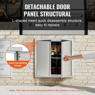 Puerta de Acceso para BBQ, Puerta Doble para Cocina Exterior de 610x610 mm, Puerta de Montaje Flush de Acero Inoxidable, Puerta Vertical de Pared con Mangos Rehundidos, para Isla de BBQ, Estación ...