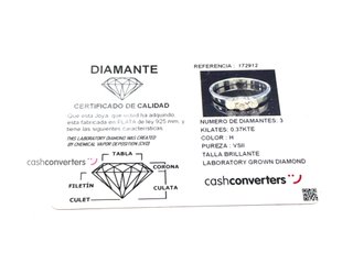 anillo plata 925mm con piedra con diamante de laboratorio t. 16 (17,84 mm)