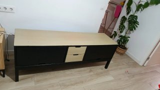 Mueble TV 160cm Negro y Beige