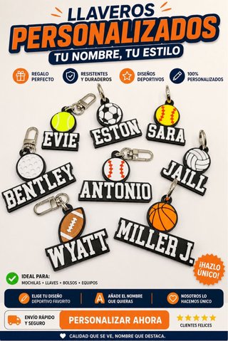 Llavero Deportivo Personalizado con Nombre