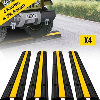 Paquete de 4 rampas protectoras de cable de goma de 1 canal 102x15.5x3 cm Capacidad de carga pesada 8164.7 kg Cubierta de cable de alambre Rampas de bache de entrada Cubierta protectora de cable d...