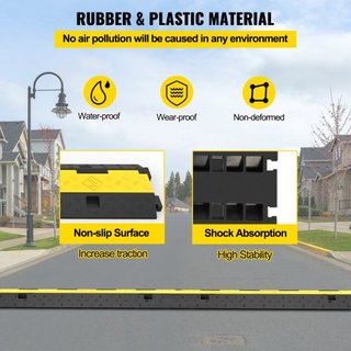 Rampas de Protección de Cable, 4 Paquetes de 2 Canales de Bache, 101x24.5x5 cm Bache Modular de Caucho con Capacidad de Carga de 4989.5 kg, Rampas de Cable para Protección de Cables en Entradas de...