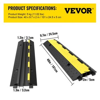 Rampas de Protección de Cable, 4 Paquetes de 2 Canales de Bache, 101x24.5x5 cm Bache Modular de Caucho con Capacidad de Carga de 4989.5 kg, Rampas de Cable para Protección de Cables en Entradas de...