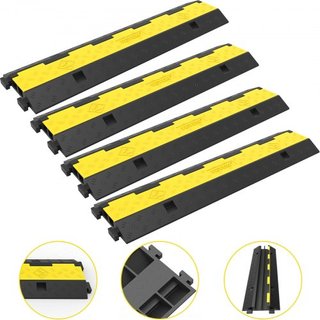 Rampas de Protección de Cable, 4 Paquetes de 2 Canales de Bache, 101x24.5x5 cm Bache Modular de Caucho con Capacidad de Carga de 4989.5 kg, Rampas de Cable para Protección de Cables en Entradas de...