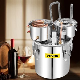 Alambique de Alcohol, Destilador de Agua de 50L SUS con Condensador y Keg Thumper, Caldera para Elaboración de Vino de 13.2 Gal con Tubo de Cobre, Kit de Elaboración en Casa con Termómetro Integra...