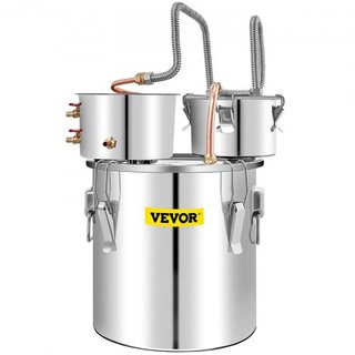 Alambique de Alcohol, Destilador de Agua de 50L SUS con Condensador y Keg Thumper, Caldera para Elaboración de Vino de 13.2 Gal con Tubo de Cobre, Kit de Elaboración en Casa con Termómetro Integra...