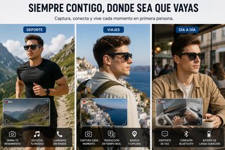 Gafas Inteligentes con Cámara y Bluetooth.