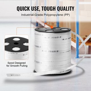 Cinta de Tirar de Poliéster, 5/8" x 318' Cinta Plana Mule, Capacidad de Tensión de 2200 lbf, Cinta de Tirar de Cable Impresa para Embalaje, Jardinería, Eléctrico Comercial, Trabajo de Conductos, B...
