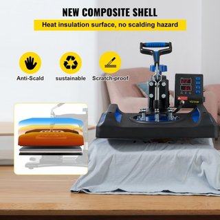 Máquina de Prensa Térmica, 30.48 x 38.1 cm, Calentamiento Rápido, Impresora Digital de Transferencia de Vinilo para Camisetas, Bolsa de Lona, Almohada, Banner, Azul