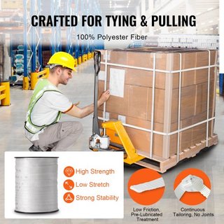 Cinta de Tirar de Poliéster, 3/4" x 265' Cinta Plana Mule, Capacidad de Tensión de 2500 lbf, Cinta de Tirar de Cable con Webbing Impreso para Empaque, Jardinería, Eléctrico Comercial, Trabajo de C...