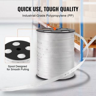 Cinta de Tirar de Poliéster, 3/4" x 265' Cinta Plana Mule, Capacidad de Tensión de 2500 lbf, Cinta de Tirar de Cable con Webbing Impreso para Empaque, Jardinería, Eléctrico Comercial, Trabajo de C...