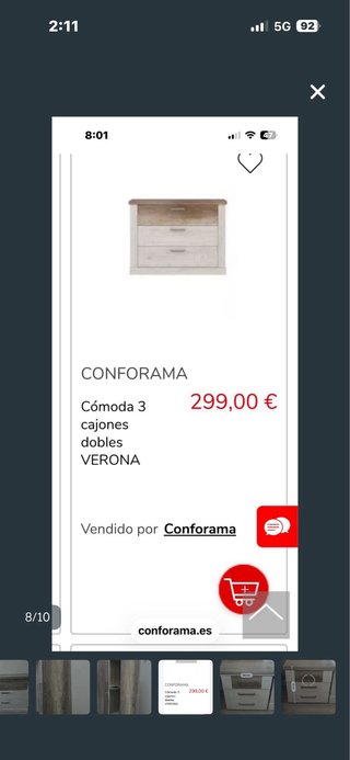 Cómoda de madera + MESITA DE NOCHE  DE REGALO