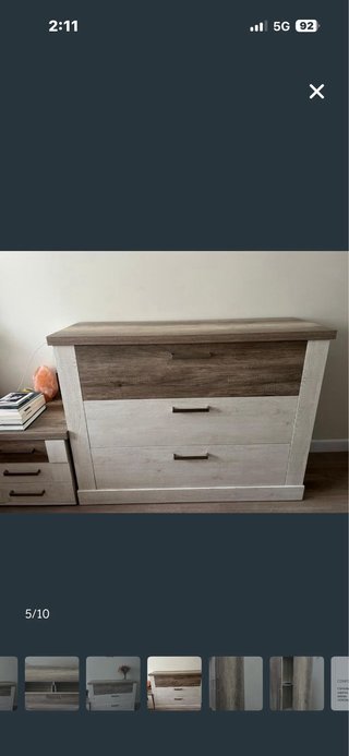 Cómoda de madera + MESITA DE NOCHE  DE REGALO