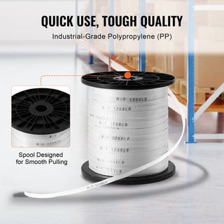 Cinta de Tirar de Poliéster, 1/2" x 528' Cinta Plana Mule, Capacidad de Tensión de 1250 lbf, Cinta de Tirar de Cable con Webbing Impreso para Empaque, Jardinería, Eléctrico Comercial, Trabajo de C...