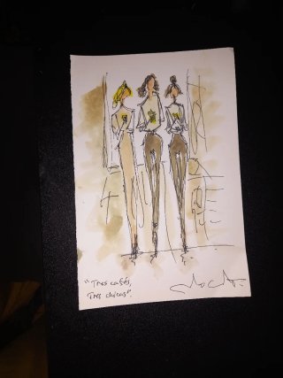 Acuarela Tres cafés, tres chicas