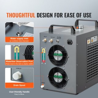 Enfriador de Agua Industrial, CW-5200, Sistema de Enfriamiento de Agua Industrial con Compresor Incorporado, Capacidad del Tanque de Agua de 7L, Tasa de Flujo Máxima de 18 L/min, para Máquina de G...