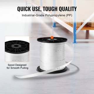 Cinta de Tirar de Poliéster, 3/4" x 318' Cinta Plana Mule, Capacidad de Tensión de 2500 lbf, Cinta de Tirar de Cable Impresa para Embalaje, Jardinería, Eléctrico Comercial, Trabajo de Conductos, B...
