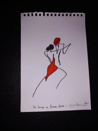 Acuarela Un tango en Buenos Aires