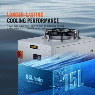 Enfriador de Agua Industrial, CW6000, Sistema de Enfriamiento de Agua Industrial de 1500W con Compresor, Capacidad del Tanque de Agua de 15L, Tasa de Flujo Máxima de 65 L/min, para Máquina de Grab...