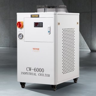 Enfriador de Agua Industrial, CW6000, Sistema de Enfriamiento de Agua Industrial de 1500W con Compresor, Capacidad del Tanque de Agua de 15L, Tasa de Flujo Máxima de 65 L/min, para Máquina de Grab...