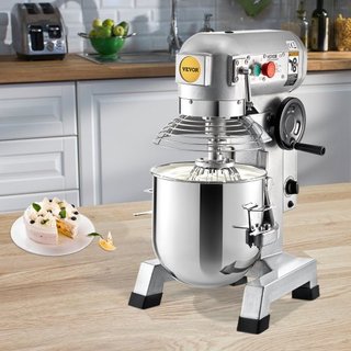 Mezclador Comercial, Tazón de Acero Inoxidable de 14.2 L, Mezclador Eléctrico de Alta Dureza de 850W con 3 Velocidades Ajustables 113/184/341 RPM, Incluye Gancho para Masa y Batidor, Perfecto para...
