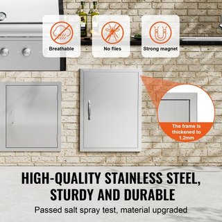 Puerta de Acceso para BBQ, Puerta de Cocina Exterior Individual de 508x686 mm, Puerta de Montaje Flush de Acero Inoxidable, Puerta Vertical de Pared con Mango, para Isla de BBQ, Estación de Parril...