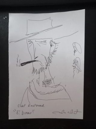 Acuarela Clint Eastwood El Bueno