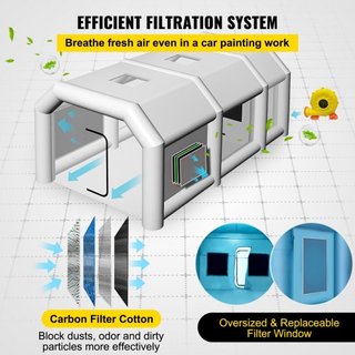 Tienda de Pintura Inflable para Automóviles 9 x 6 x 4 m con Filtro y 2 Ventiladores