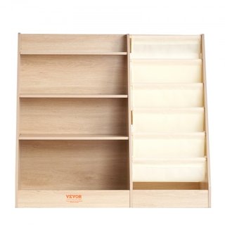 Estantería de Madera para Niños de 4 Niveles, Librero de Tela de Seis Capas, Estante de Almacenamiento para Bebés, Armario Organizador de Libros y Juguetes, para Habitación Infantil, Sala de Juego...