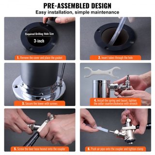 Kit de Torre de Kegerator, Kit de Conversión de Cerveza de Un Solo Grifo, Dispensador de Torre de Cerveza de Acero Inoxidable con Regulador de Doble Medidor W21.8 y Acoplador de Barril de Sistema ...
