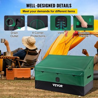 Caja de Almacenamiento Exterior, Caja de Cubierta de PE Impermeable de 100 Galones con Marco Galvanizado, Protección para Todo Clima y Portátil, para Camping, Jardín, Alrededor de la Piscina y Pat...