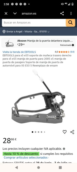 Manija de puerta delantera izquierda