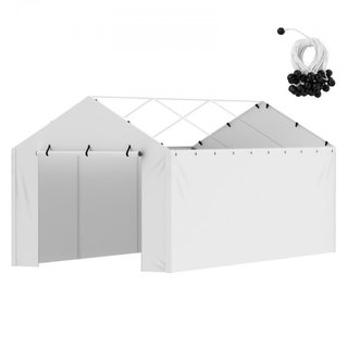 Cubierta de Lona de Reemplazo para Carport con Pared Lateral 10 x 20 pies, Refugio de Garaje Toldo Resistente al Agua y Protegido contra UV, Instalación Fácil con Bungee de Bola, Blanco (Parte Sup...