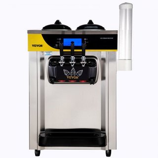 Máquina Comercial de Helados, Rendimiento de 22-30L/H, Máquina de Soft Serve de Encimera de 2200W con 2x6L de Tolva, Cilindro de 2L, Panel LCD, Alarma de Escasez de Puffing, Fabricador de Yogur He...