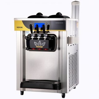 Máquina Comercial de Helados, Rendimiento de 22-30L/H, Máquina de Soft Serve de Encimera de 2200W con 2x6L de Tolva, Cilindro de 2L, Panel LCD, Alarma de Escasez de Puffing, Fabricador de Yogur He...