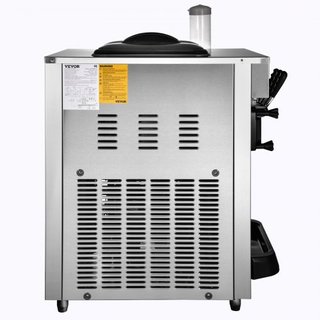 Máquina Comercial de Helados, Rendimiento de 22-30L/H, Máquina de Soft Serve de Encimera de 2200W con 2x6L de Tolva, Cilindro de 2L, Panel LCD, Alarma de Escasez de Puffing, Fabricador de Yogur He...