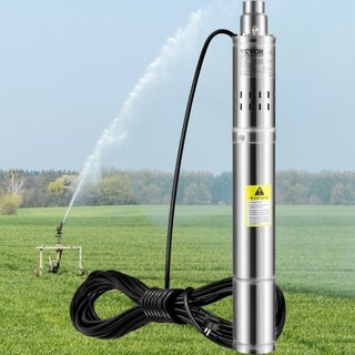 Bomba Sumergible de Pozo Profundo, 550W 230V/50Hz, 35L/min 108 m de Altura Resistente a Arena <5%, Cable Eléctrico de 20 m, Bombas de Agua de Acero Inoxidable de 7.6 cm para Uso Industrial, Irriga...