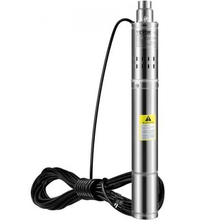 Bomba Sumergible de Pozo Profundo, 550W 230V/50Hz, 35L/min 108 m de Altura Resistente a Arena <5%, Cable Eléctrico de 20 m, Bombas de Agua de Acero Inoxidable de 7.6 cm para Uso Industrial, Irriga...