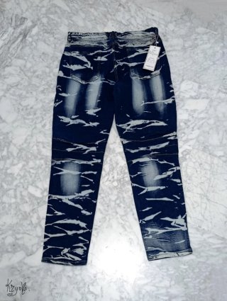 Vaqueros Biker Hombre Azules y Blancos