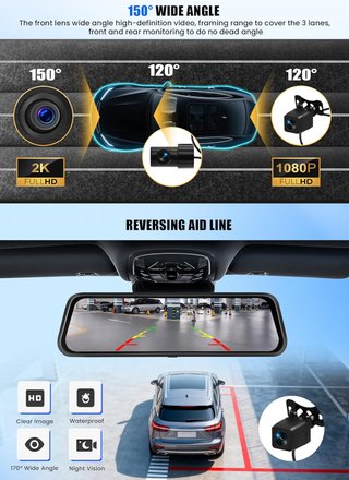 CAMECHO Mirror Dash Cam Espejo Retrovisor