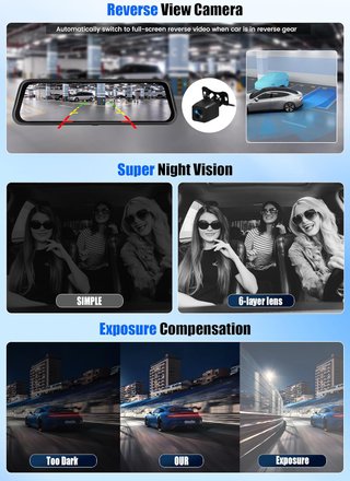CAMECHO Mirror Dash Cam Espejo Retrovisor