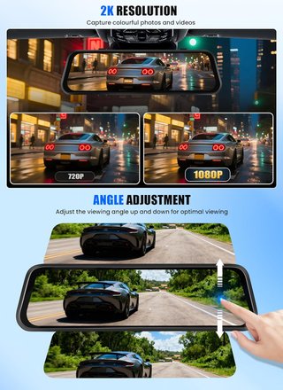 CAMECHO Mirror Dash Cam Espejo Retrovisor