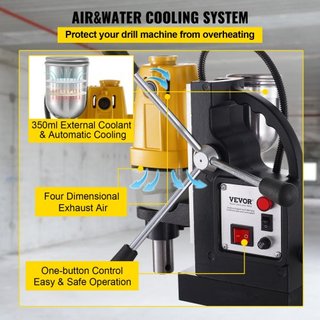 Prensa de Taladro Magnético de 1100W Fuerza Magnética de 12000 N con 6 Piezas de Brocas Anulares HSS