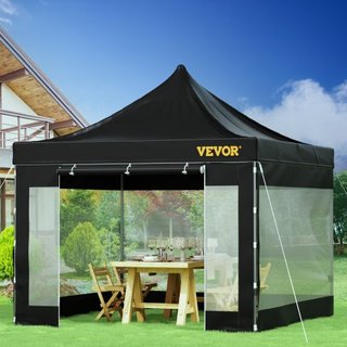Tienda de Carpa Plegable de 304.8 x 304.8 cm, Gazebo de Patio Exterior con Paredes Laterales Desmontables y Bolsa con Ruedas, Refugio de Gazebo Instantáneo Resistente a UV y a Prueba de Agua para ...