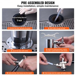 Kit de Torre de Kegerator, Kit de Conversión de Cerveza de Doble Grifo, Dispensador de Torre de Cerveza de Acero Inoxidable con Regulador de Doble Medida W21.8 y Acoplador de Barril de Sistema S, ...