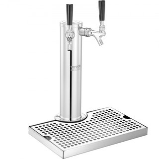 Kit de Torre de Kegerator, Kit de Conversión de Cerveza de Doble Grifo, Dispensador de Torre de Cerveza de Acero Inoxidable con Regulador de Doble Medida W21.8 y Acoplador de Barril de Sistema S, ...
