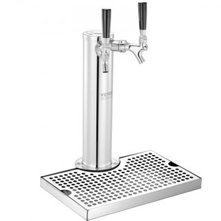 Kit de Torre de Kegerator, Kit de Conversión de Cerveza de Doble Grifo, Dispensador de Torre de Cerveza de Acero Inoxidable con Regulador de Doble Medida W21.8 y Acoplador de Barril de Sistema S, ...