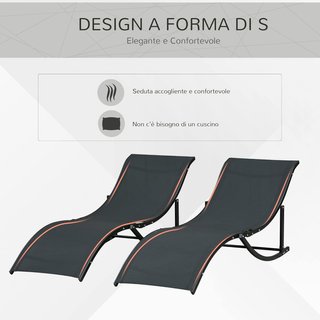 Set de 2 Tumbonas de Jardín Plegables, Tumbona en Aluminio y Textilene, Negro, 61X165X63Cm