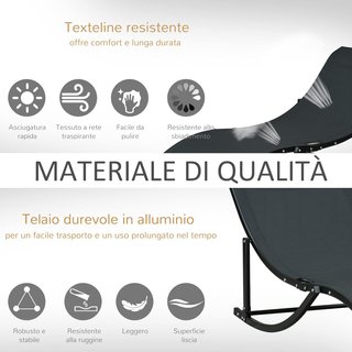 Set de 2 Tumbonas de Jardín Plegables, Tumbona en Aluminio y Textilene, Negro, 61X165X63Cm