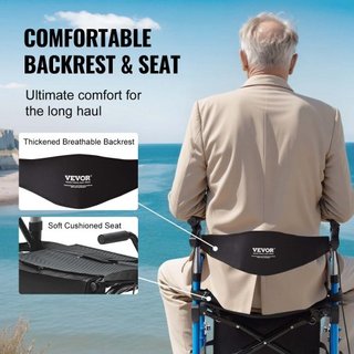 Caminador y Silla de Transporte 2 en 1 para Personas Mayores, Combo de Silla de Ruedas y Caminador Plegable con Reposapiés, Caminador de Movilidad de Aluminio Ligero con Mango Ajustable, Ruedas pa...